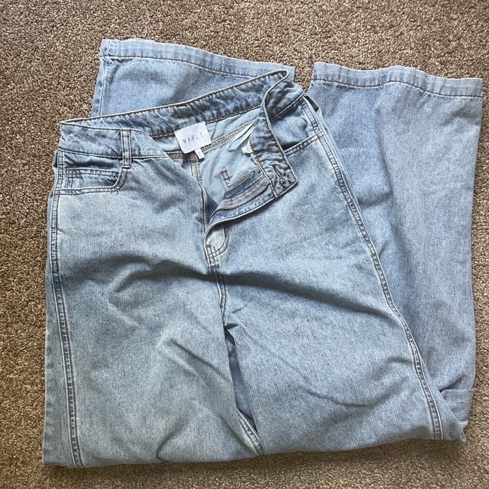 MABLE Light Wash Relaxed Wide Leg Jeans